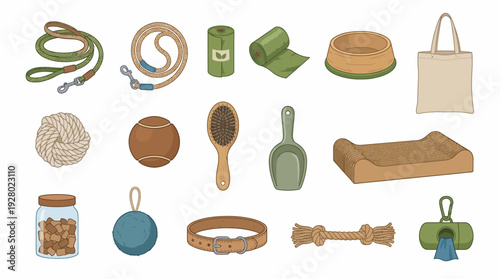 Collection of Various Pet Accessories and Toys.