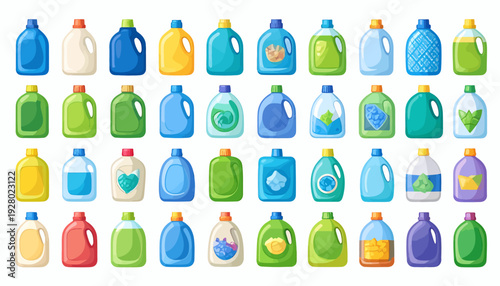 Collection of Various Plastic Bottles and Containers.