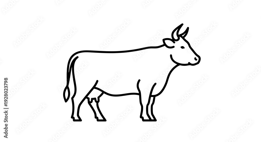 Fototapeta premium Cow line icon