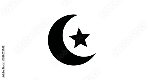 Islamic crescent moon and star icon