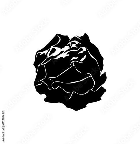 Silhouette of a crumpled piece of paper