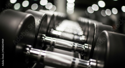 Wallpaper Mural Dumbbells arranged neatly ready for powerful lifting session. Torontodigital.ca