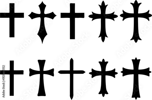 Christian Cross Symbol Icon Set Vector