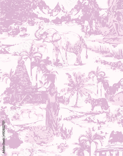 botanic seamless pattern with exotic flowers and leaves, hand drawn background. floral pattern. Tile with tropical leaf