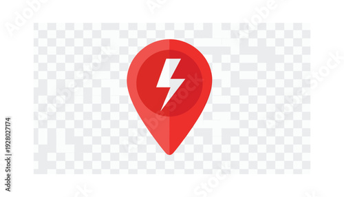 Red location pin icon with lightning bolt symbol