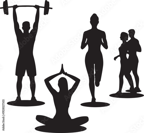 People and Family Silhouette Collection Vector Bundle – Outdoor Activities, Love, Fitness and Lifestyle Scenes