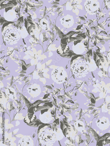 botanic seamless pattern with exotic flowers and leaves, hand drawn background. floral pattern. Tile with tropical leaf