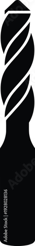 Black silhouette of a drill bit with twisted flutes on white tool hardware