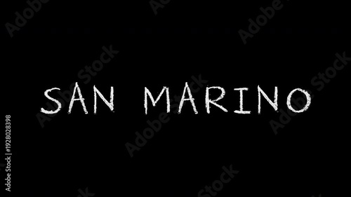 San marino handwriting text animation on blackboard