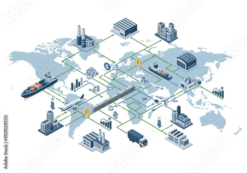 Global logistics and supply chain management network with various transportation methods