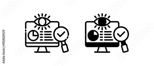 Vision Monitoring Icon Collection line & Mixed Style icon 