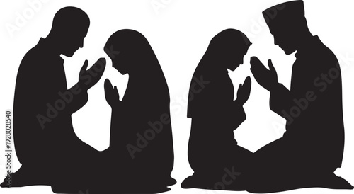 Namaz Silhouette – Muslim Prayer Illustration