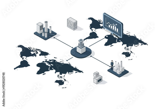 Global network of industry and business operations with data analytics