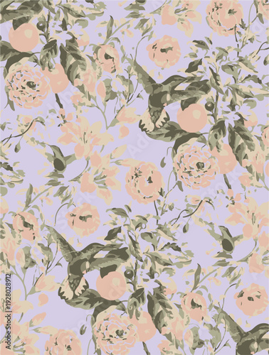 botanic seamless pattern with exotic flowers and leaves, hand drawn background. floral pattern. Tile with tropical leaf