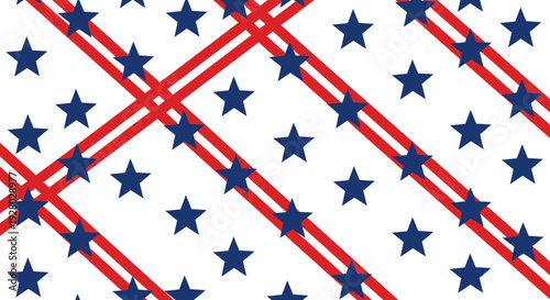 American flag pattern with stars and stripes isolated on White Background