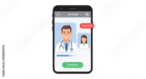 Online doctor video call consultation on smartphone screen