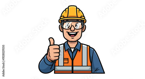 Cheerful construction worker giving thumbs up gesture