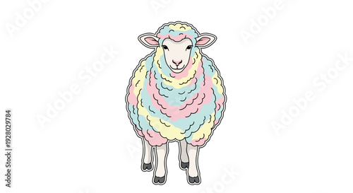 Colorful Sheep Standing on Four Legs.