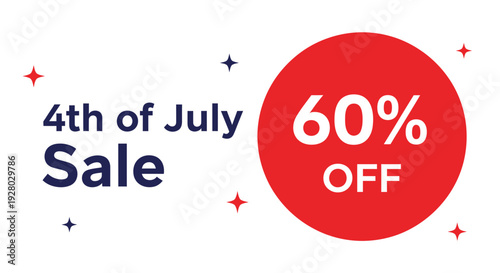 4th of July sale banner template isolated on White Background