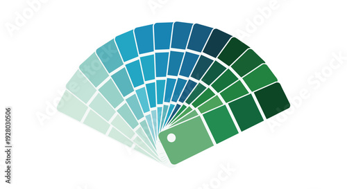 A fan-shaped color palette showcasing a gradient of blue and green shades.
