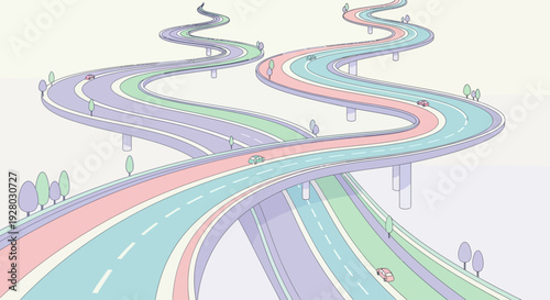 Multilevel Highway Interchange with Multiple Roads.