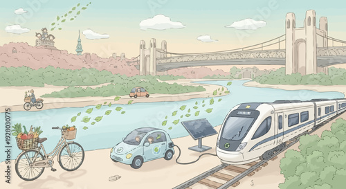 Electric Train Bicycle Car Charging Station.