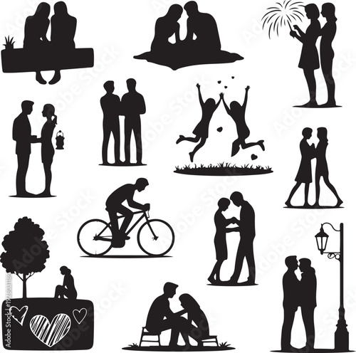 Muslim Couple Silhouette Bundle – Islamic Wedding & Romantic Vector Clipart Collection