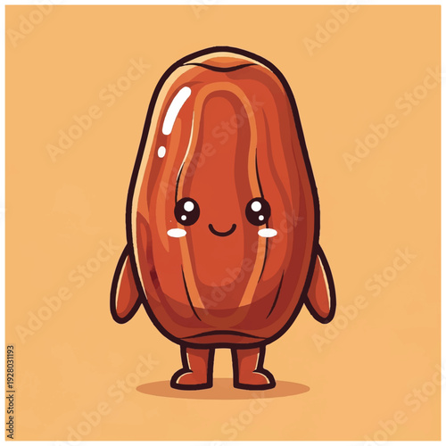 A cute cartoon donut character with a smiling face, standing on a plain orange background. Perfect for food blogs, social media posts, and marketing materials.