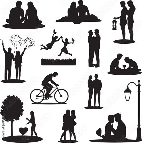 Muslim Couple Silhouette Bundle – Islamic Wedding & Romantic Vector Clipart Collection