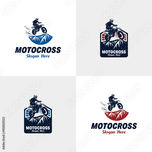 Set of adventure sport motorcycle minimalist logo design