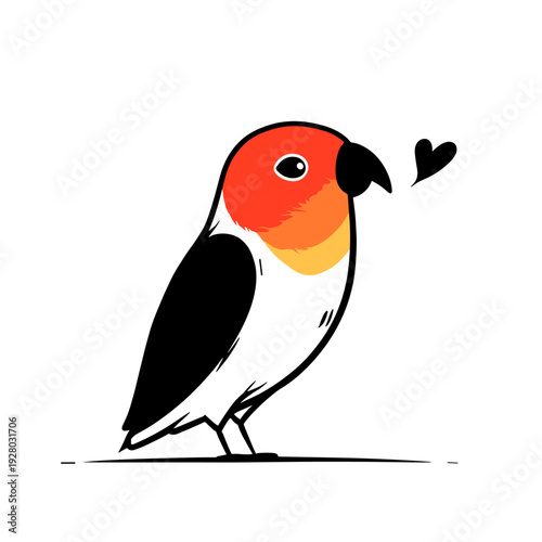 Lovebird. Lovebird simple black and white line art vector logo