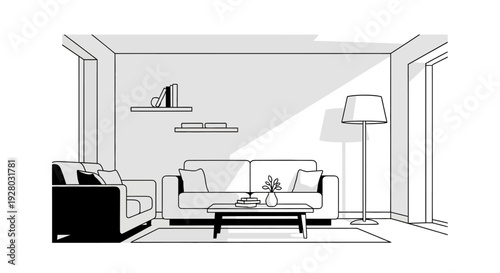 Modern living room furniture set interior.