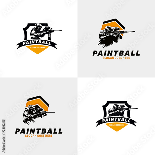 Set of Paintball sport Logo Design Template