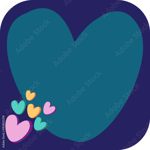 하트 문양 사각 텍스트 상자 프레임