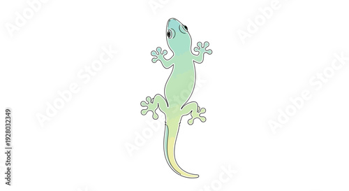 Green Lizard Illustration with Long Tail.