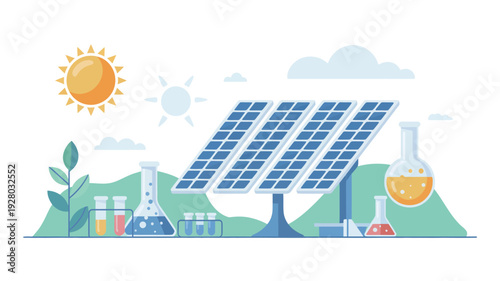 Solar Panels Renewable Energy Illustration.