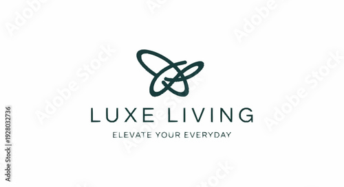 Luxe Living Logo Design with Atom Symbol.