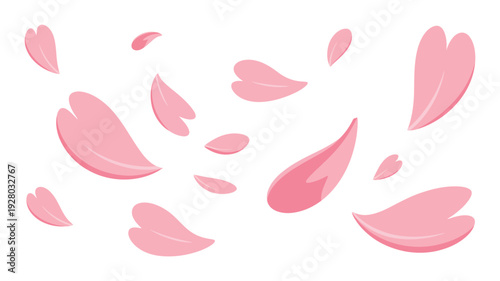 Pink Petals Falling Hearts Soft Romantic.