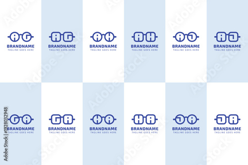 Letters AG GA AH HA AJ JA Glasses Optic Logo, for optical company, eyewear stores, or spectacle brands