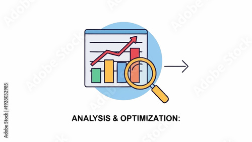 Magnifying Glass Examining Bar Graph Chart.