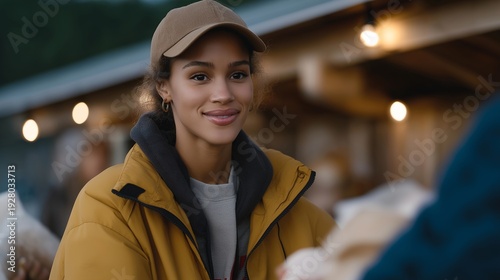 Community fridge initiative with diverse neighbors sharing free food in a publicly accessible outdoor refrigerator, perfect for food sharing movement, community solidarity, food waste reduction,