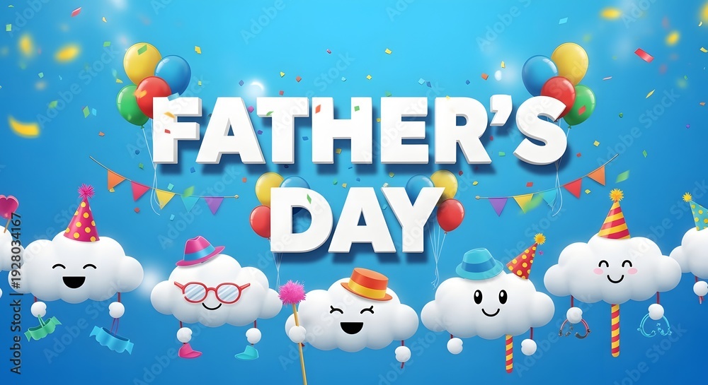 Fototapeta premium Father's day celebration with smiling clouds