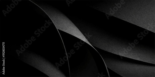 Black Abstract Curved Lines Background – Dark Luxury Metallic Wave Design