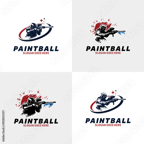 Set of Paintball sport Logo Design Template
