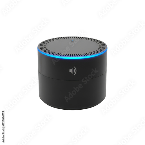 Amazon echo dot smart speaker with blue light ring isolated on transparent background