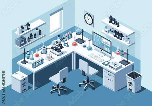 A meticulously organized laboratory setup featuring advanced scientific equipment and research workstations, ready for experimentation