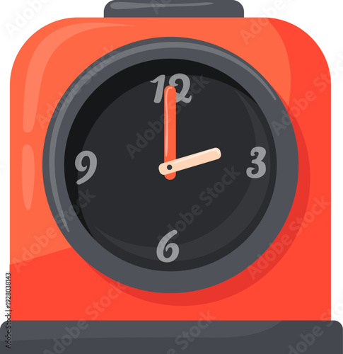 Table clock. Red plastic analog timer icon