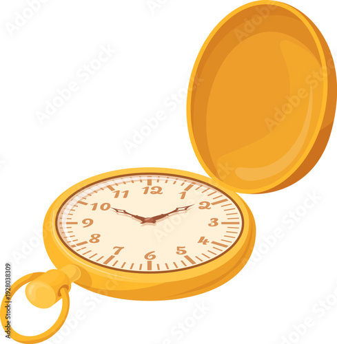 Pocket watch. Golden chain timer in retro style