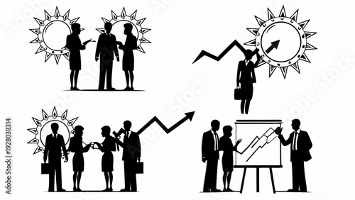 Business professionals presenting data and discussing growth strategies