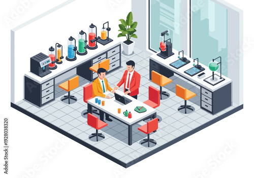 Modern Laboratory with Scientific Equipment and 3D Printers for Innovation and Research